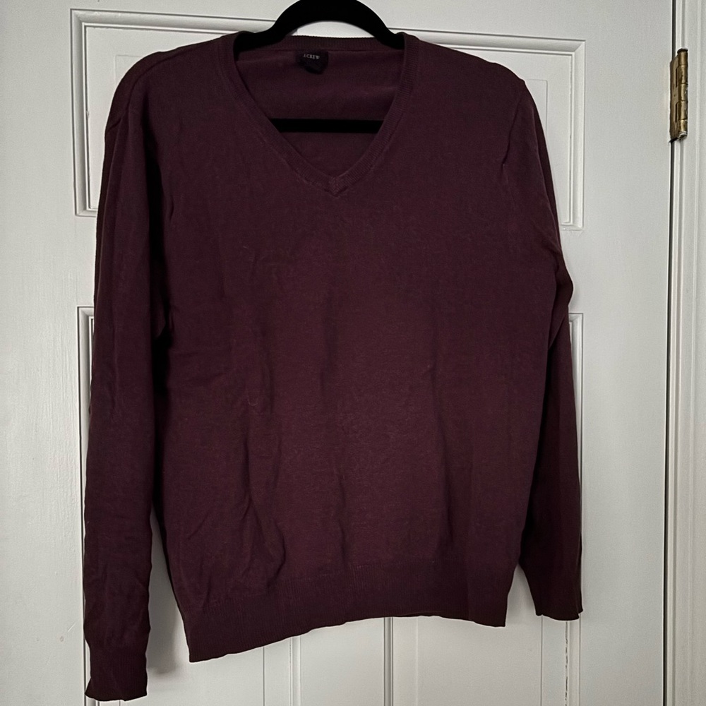 J Crew V-Neck Sweater in Deep Purple